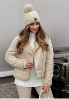 Bikerjacke z imitacji zamszu z kożuchem Two Snowflakes Beige