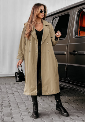 Langer Trench-Coat mit Kragen Harvest Wishes Beige