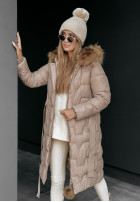 Pikowana Jacke z futerkiem Frostbite Camel