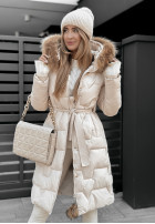 Pikowana Jacke z futerkiem Frostbite Beige