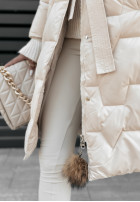 Pikowana Jacke z futerkiem Frostbite Beige