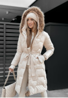 Pikowana Jacke z futerkiem Frostbite Beige