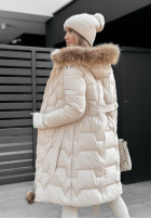 Pikowana Jacke z futerkiem Frostbite Beige