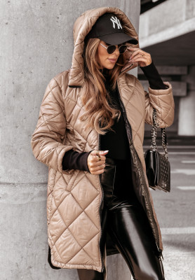 Lange Steppjacke mit Kapuze Feeling Of Winter Beige