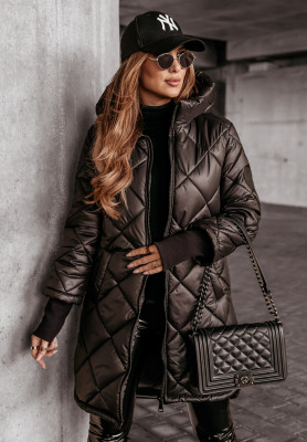 Lange Steppjacke mit Kapuze Feeling Of Winter Schwarz