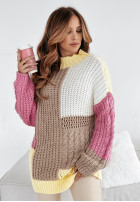 Pullover z ozdobnym splotem Color Me Mine różowo-Beige