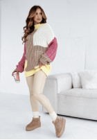 Pullover z ozdobnym splotem Color Me Mine różowo-Beige