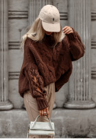 Pullover z ozdobnym splotem Cocomore Casual Schokoladenbraun