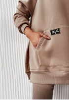 Sweatshirt z kieszenią i kapturem Siempre jasnobeżowa