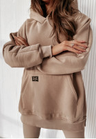Sweatshirt z kieszenią i kapturem Siempre jasnobeżowa