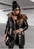 Lange Steppjacke mit Fell Cold And Snow Schwarz