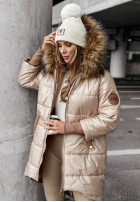 Długa Pikowana Jacke z futerkiem Cold And Snow Beige