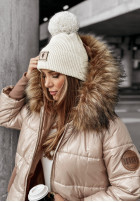 Długa Pikowana Jacke z futerkiem Cold And Snow Beige