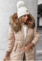 Długa Pikowana Jacke z futerkiem Cold And Snow Beige