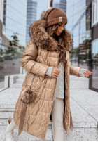 Długa puchowa Jacke z futerkiem Impressive Beige