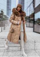 Długa puchowa Jacke z futerkiem Impressive Beige