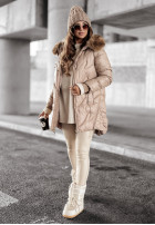 Pikowana Jacke z futerkiem December Night Camel