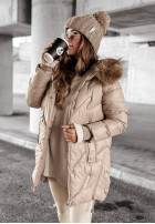 Pikowana Jacke z futerkiem December Night Camel