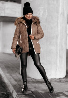 Pikowana Jacke z futerkiem Winter Dream Schokoladenbraun