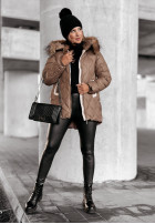 Pikowana Jacke z futerkiem Winter Dream Schokoladenbraun