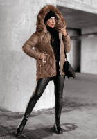 Pikowana Jacke z futerkiem Winter Dream Schokoladenbraun