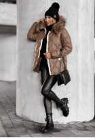 Pikowana Jacke z futerkiem Winter Dream Schokoladenbraun