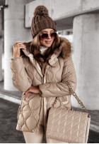 Pikowana Jacke z futerkiem Winter Dream Camel