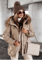 Pikowana Jacke z futerkiem Winter Dream Camel