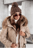 Pikowana Jacke z futerkiem Winter Dream Camel