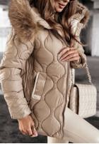 Pikowana Jacke z futerkiem Winter Dream Camel