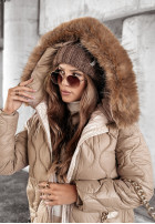 Pikowana Jacke z futerkiem Winter Dream Camel