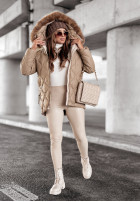 Pikowana Jacke z futerkiem Winter Dream Camel