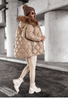 Pikowana Jacke z futerkiem Winter Dream Camel