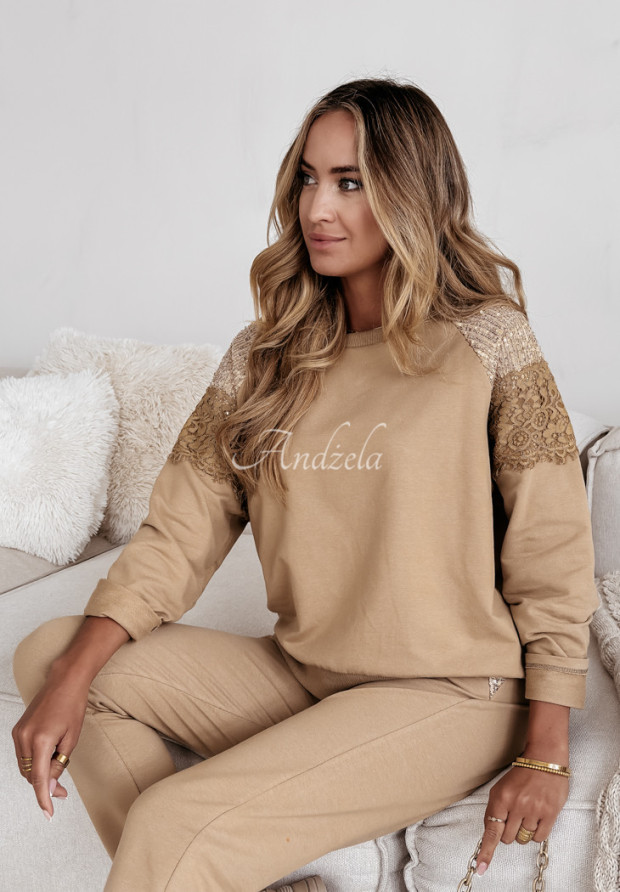 Sweatshirt mit Pailletten-Verzierung Fit Fusion Camel