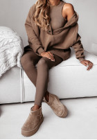 Set 3in1 Leggings, Top i Sweatshirt Super Fit Schokoladenbraun