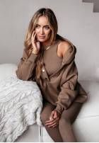 Set 3in1 Leggings, Top i Sweatshirt Super Fit Schokoladenbraun
