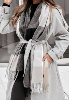 Wzorzysty Schal z frędzlami Winterly Beige-Grau