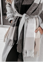Wzorzysty Schal z frędzlami Winterly Beige-Grau