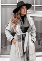 Wzorzysty Schal z frędzlami Winterly Beige-Grau