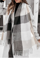 Wzorzysty Schal z frędzlami Winterly Beige-Grau