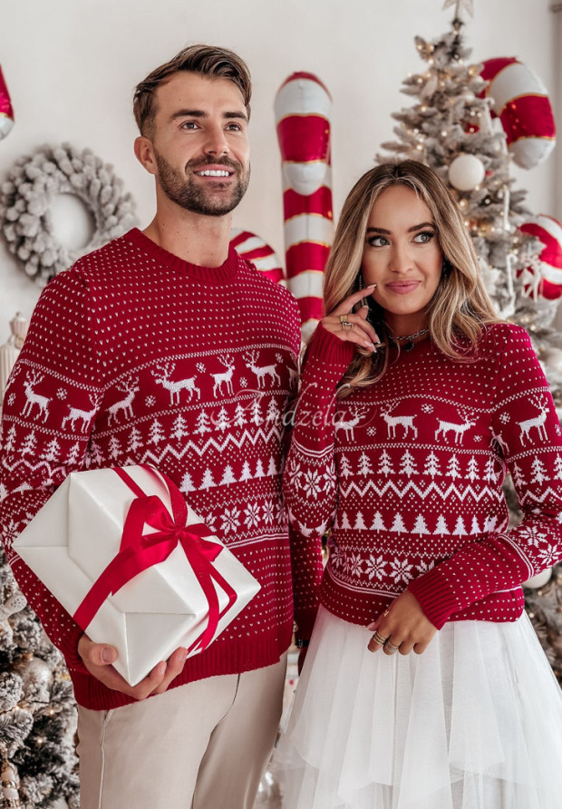 Herren-Weihnachtspullover Christmas Time Rot