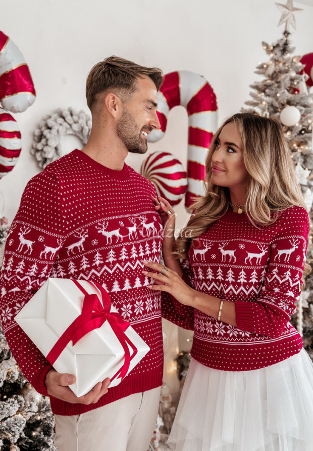 Herren-Weihnachtspullover Christmas Time Rot