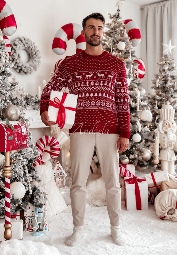 Herren-Weihnachtspullover Christmas Time Rot