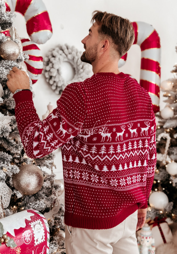 Herren-Weihnachtspullover Christmas Time Rot