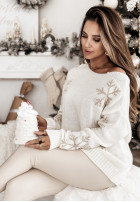 Pullover oversize Mit Muster Snowflake Forest Ecru