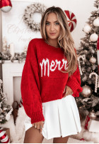 Świąteczny Pullover z napisem Merry Rot