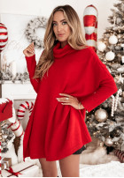 Pullover z golfem i rozcięciami Snowy Whisper Rot