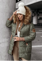 Długa pikowana Jacke z futerkiem Cold And Snow khaki