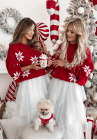 Świąteczny Pullover w śnieżynki Christmas Magic Rot