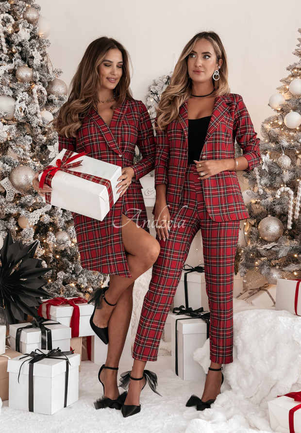 Kariertes Blazer-Kleid So Festive Rot